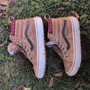Vans Kids High-Top Sneakers - Tan and Red Plaid